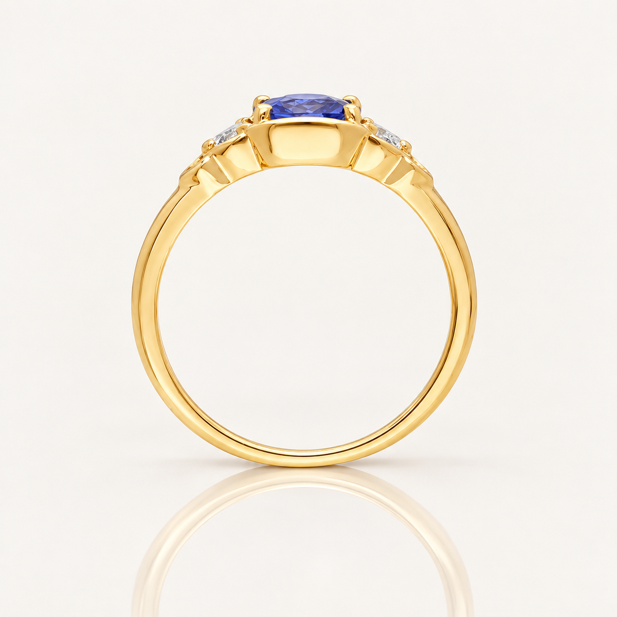 Tanzanite & Lab Grown Diamond Ring | 9ct Yellow Gold