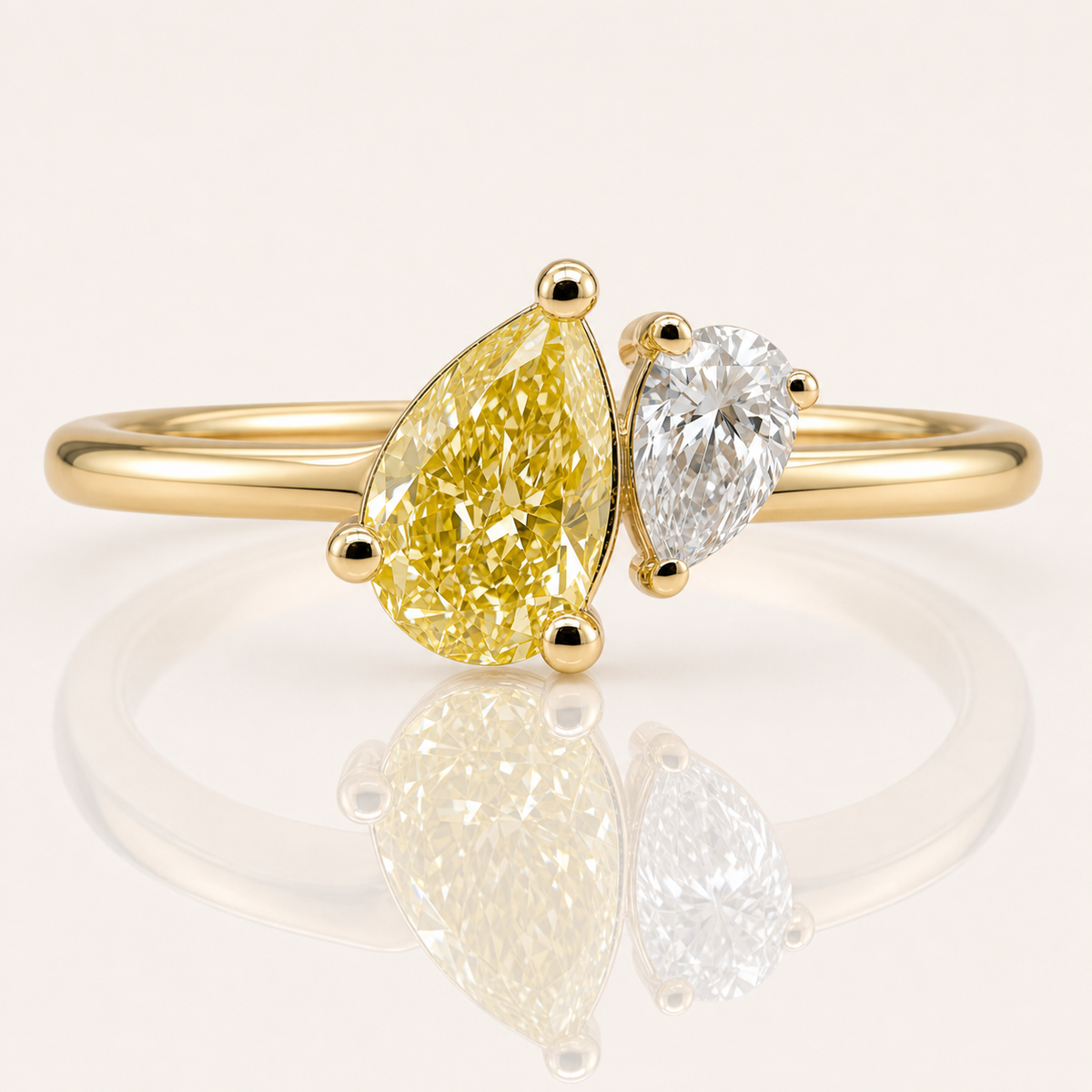 Toi et Moi Yellow & White Lab Grown Diamond Ring | 9ct Yellow Gold