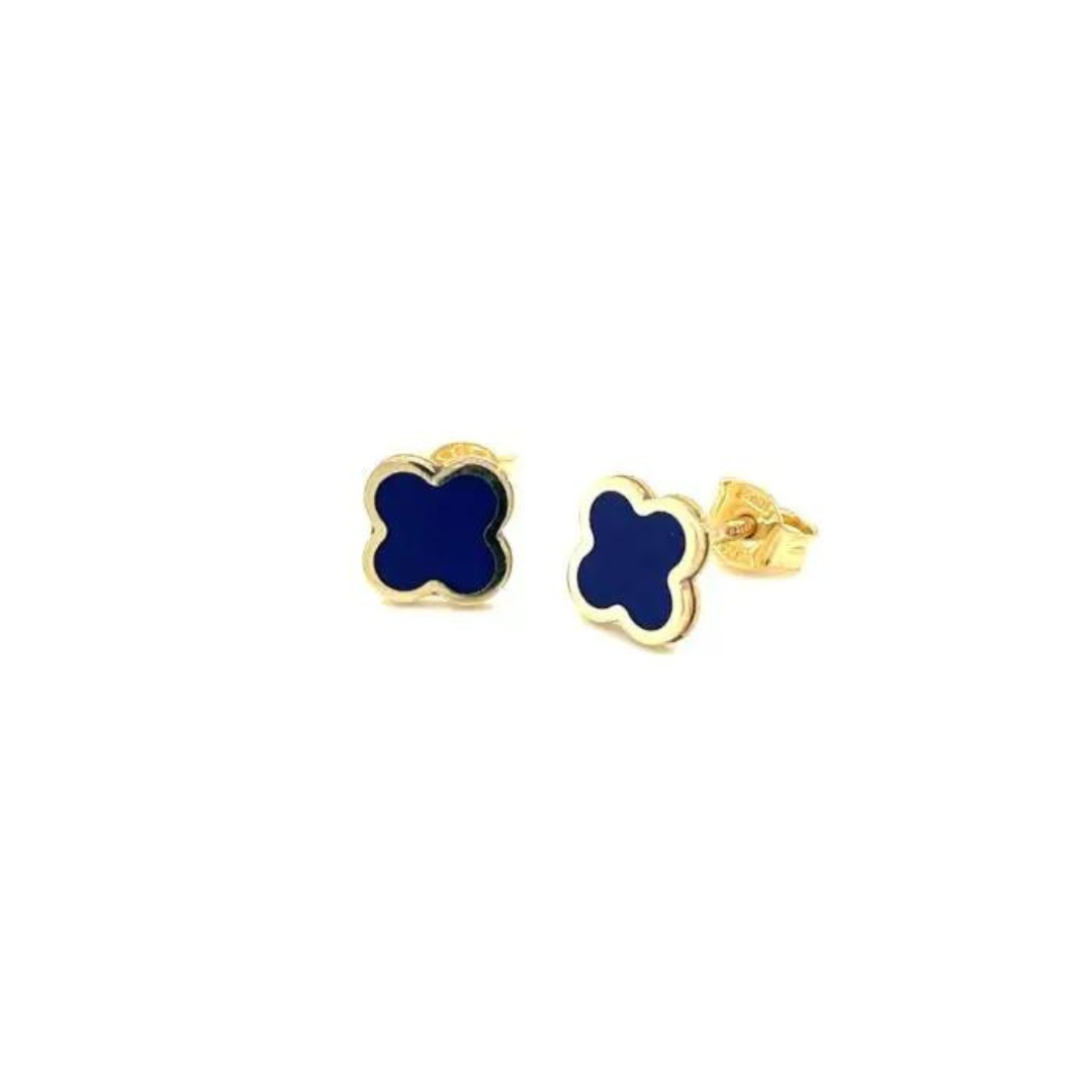 9ct Lapis colour clover stud earrings