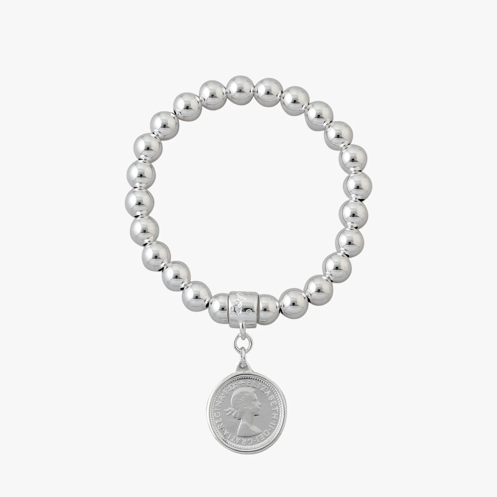 Von Treskow - SILVER STRETCHY SIXPENCE BRACELET