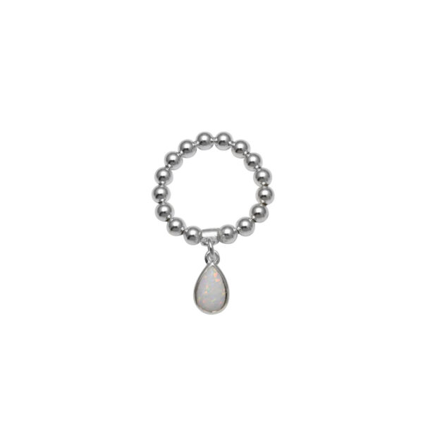 Von Treskow - STRETCHY RING WITH PEAR CZELLINE OPAL