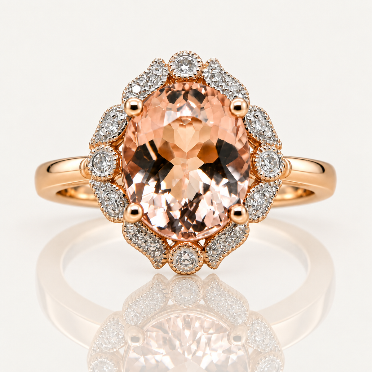 Valarie | Peach Morganite & Diamond Ring | 9ct Rose Gold | Exclusively Paton's Place