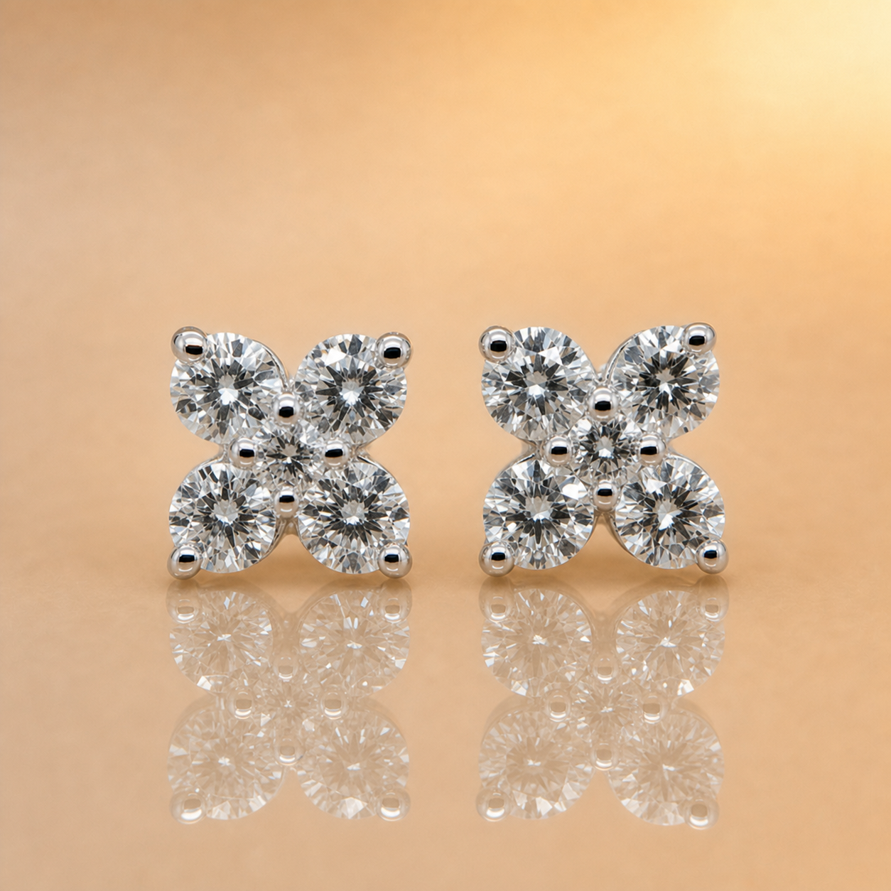 WG Lab Grown diamond flower earrings