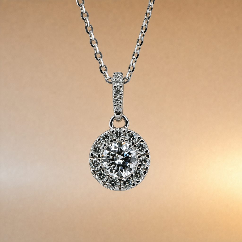White Gold Diamond Halo pendant