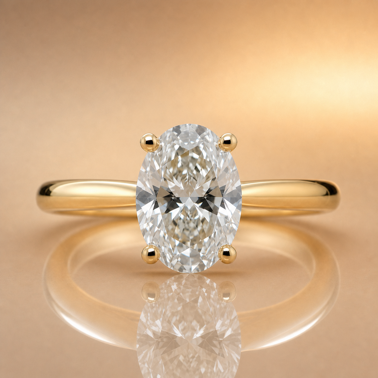 Willow | 2.00ct Oval Cut Lab Grown Diamond Solitaire Engagement Ring | 18ct Yellow Gold