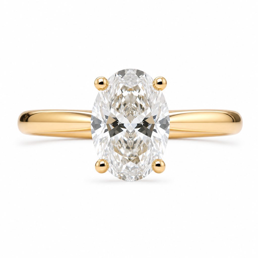 Willow | 2.00ct Oval Cut Lab Grown Diamond Solitaire Engagement Ring | 18ct Yellow Gold