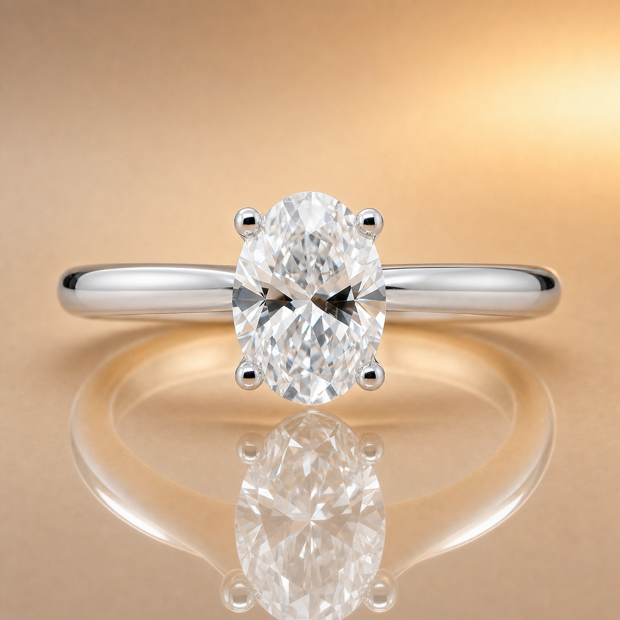 Willow | 1.00ct Oval Cut Lab Grown Diamond Solitaire Engagement Ring | 18ct White Gold