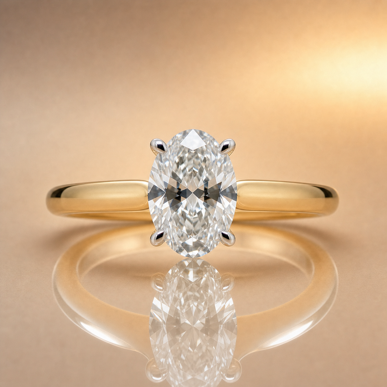 Willow | 1.10ct Oval Cut Lab Grown Diamond Solitaire Engagement Ring | Tapered Band | 18ct Yellow & White Gold