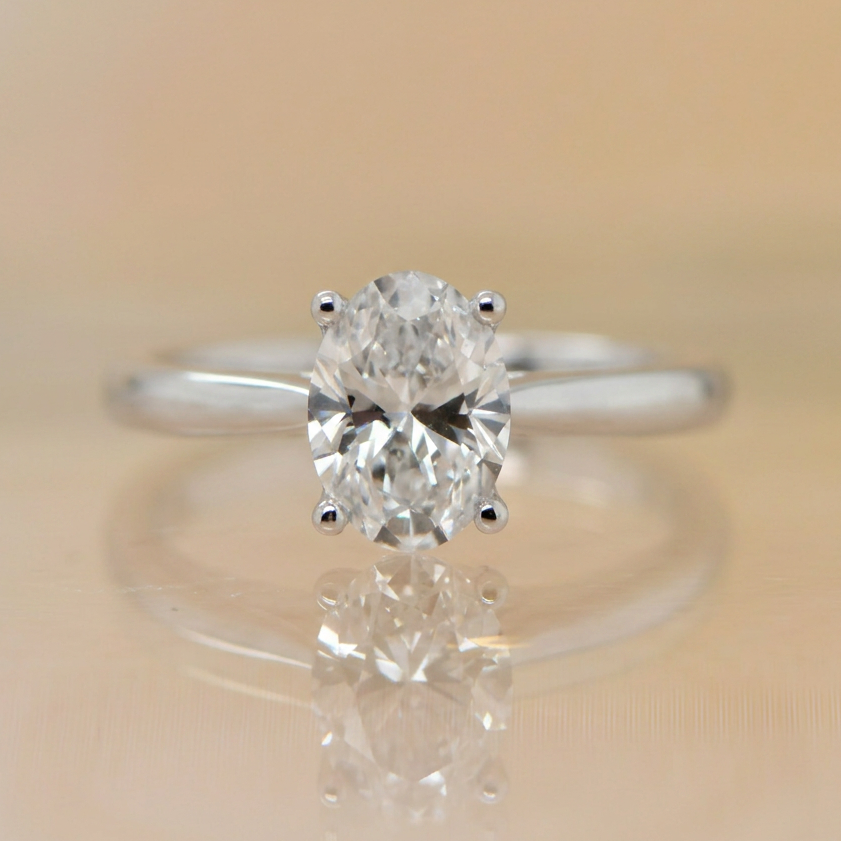 Willow | 1.00ct Oval Cut Lab Grown Diamond Solitaire Engagement Ring | 18ct White Gold