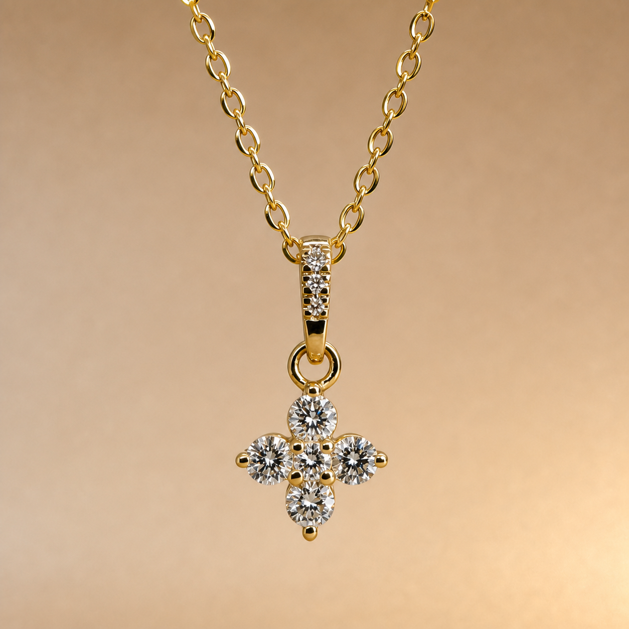 Yellow Gold Diamond Flower Pendant