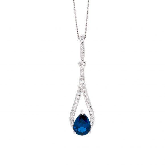 Zoe Austin - Sterling Silver CZ teardrop pendant