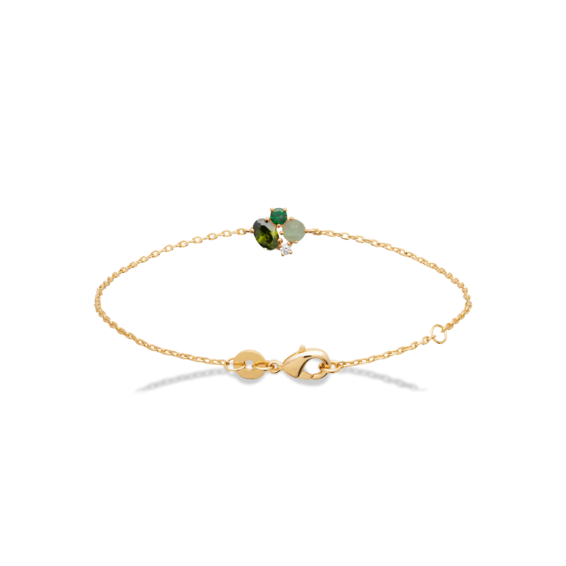 Zoe Austin - 18ct YG Plated CZ & Green Syn Gemstone Cluster Bracelet