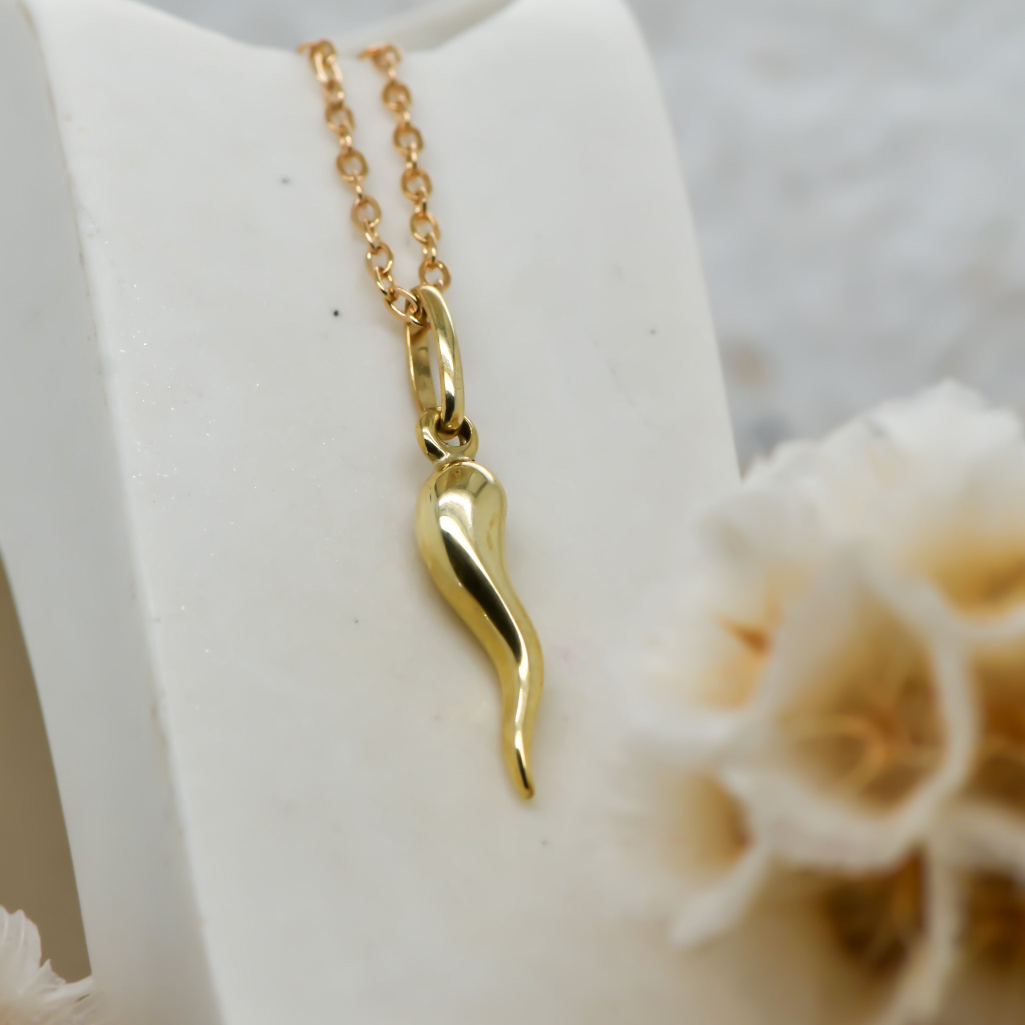 Medium 9ct Corni Pendant (Chilli Charm)