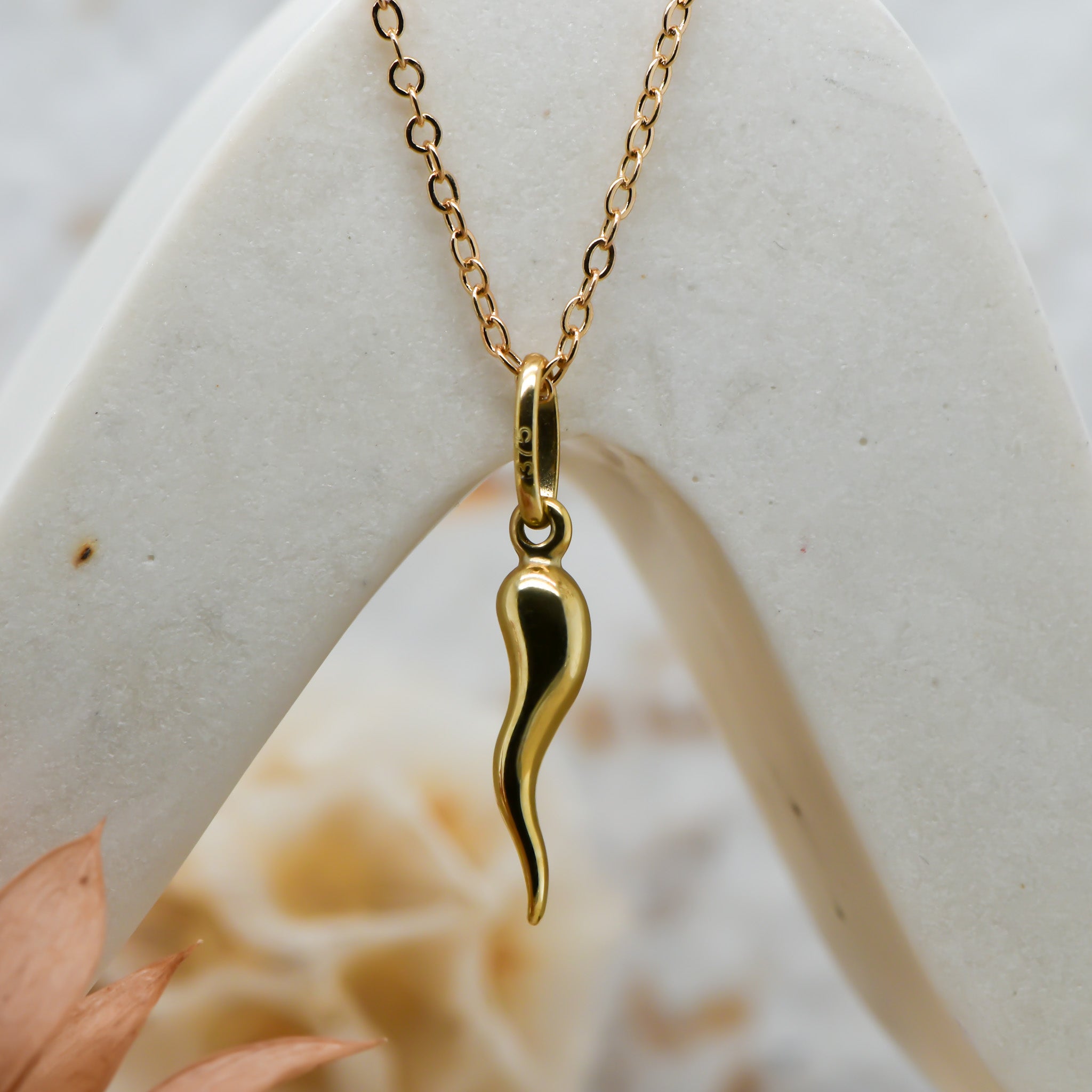 Medium 9ct Corni Pendant (Chilli Charm)