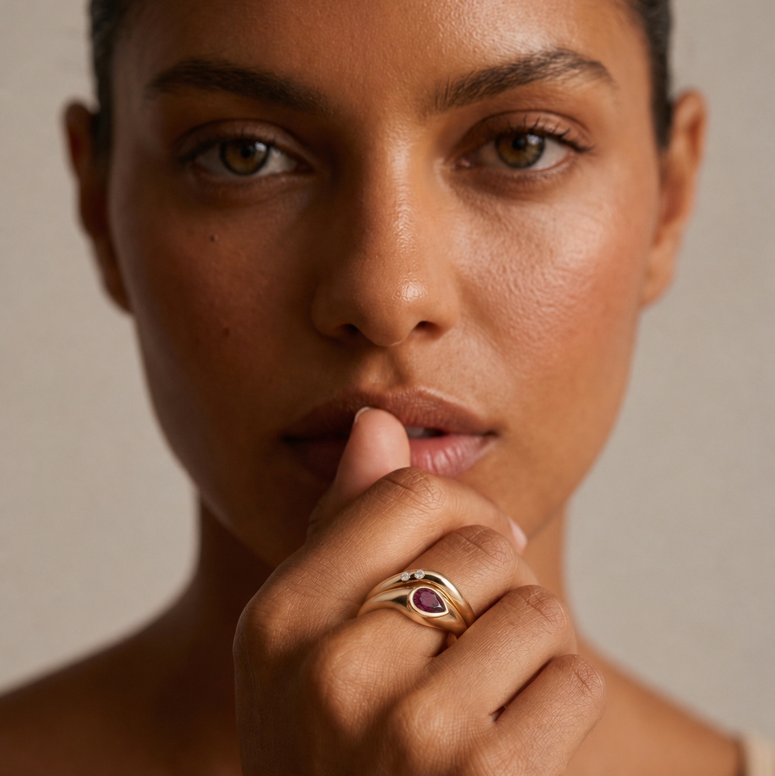 Rhodolite Garnet Ring | Pear Cut | 9ct Yellow Gold