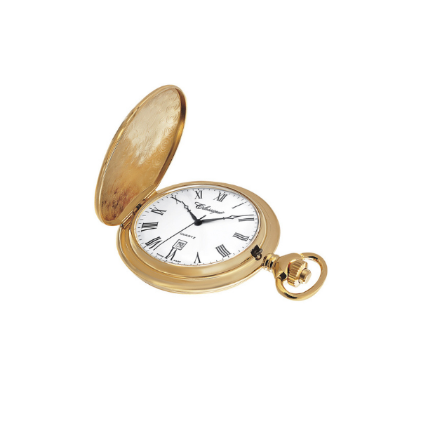 Floral Engraved Gold Plated Pocket Watch