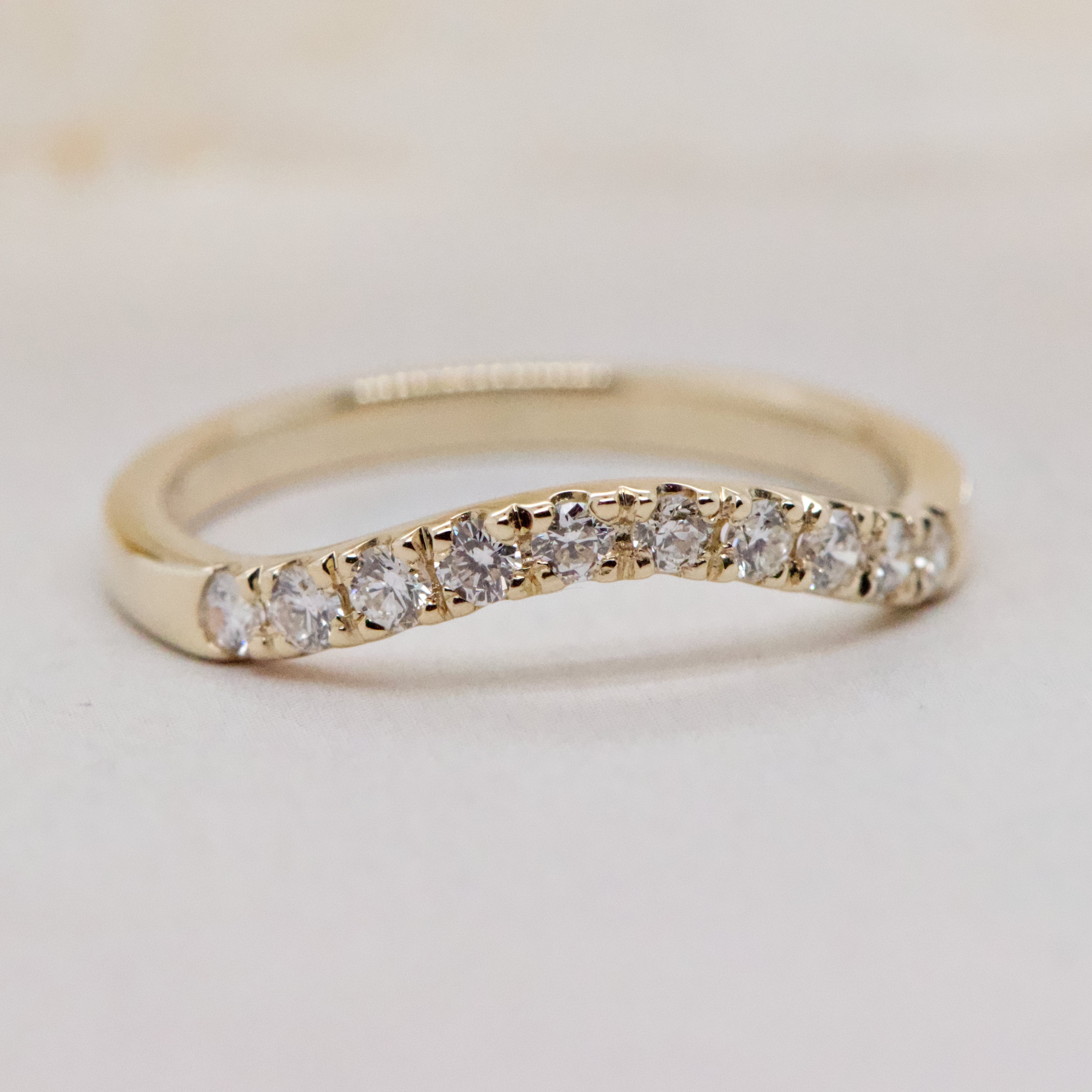 Curved Natural Diamond Set Band - 9ct