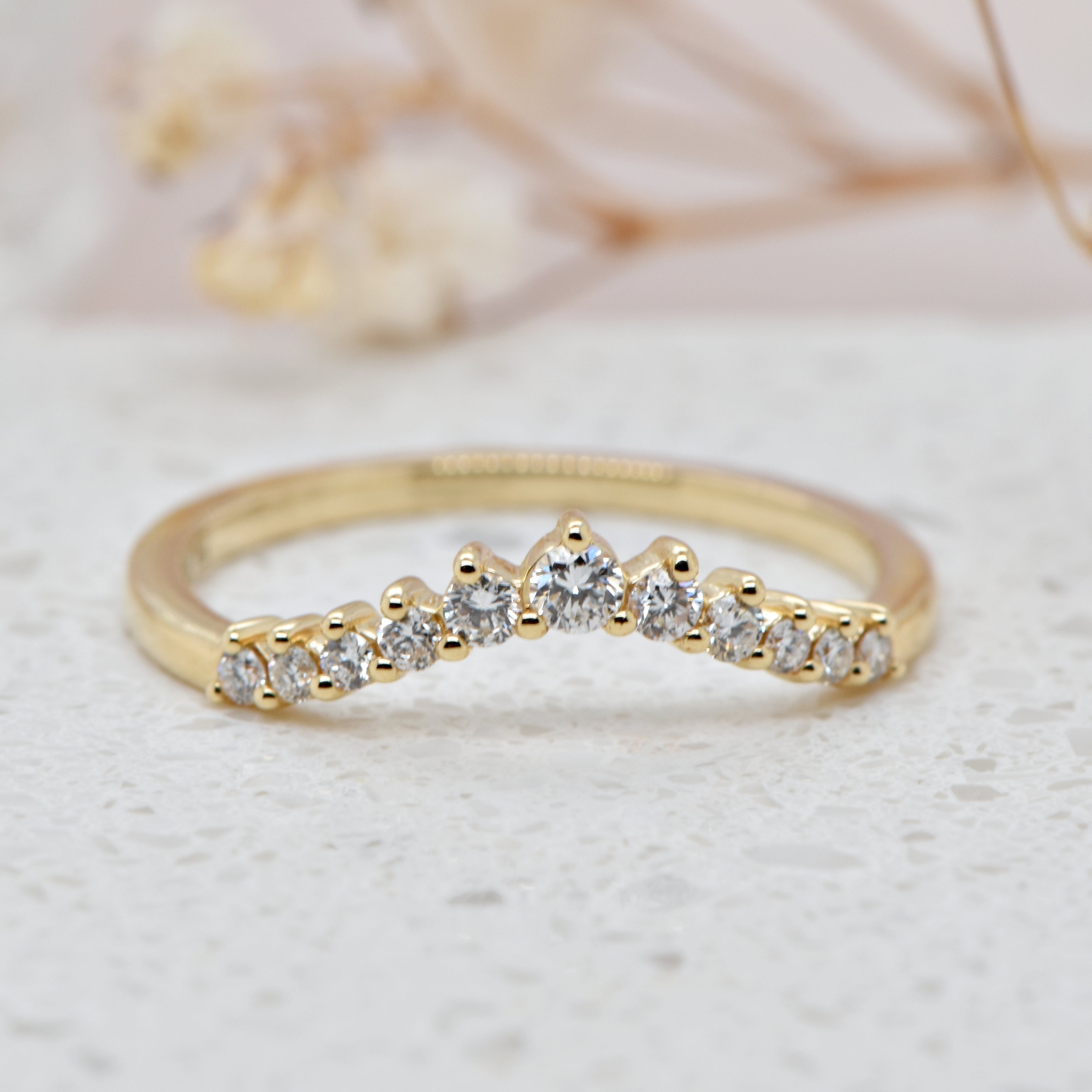Curved Natural Diamond set Band - 18ct
