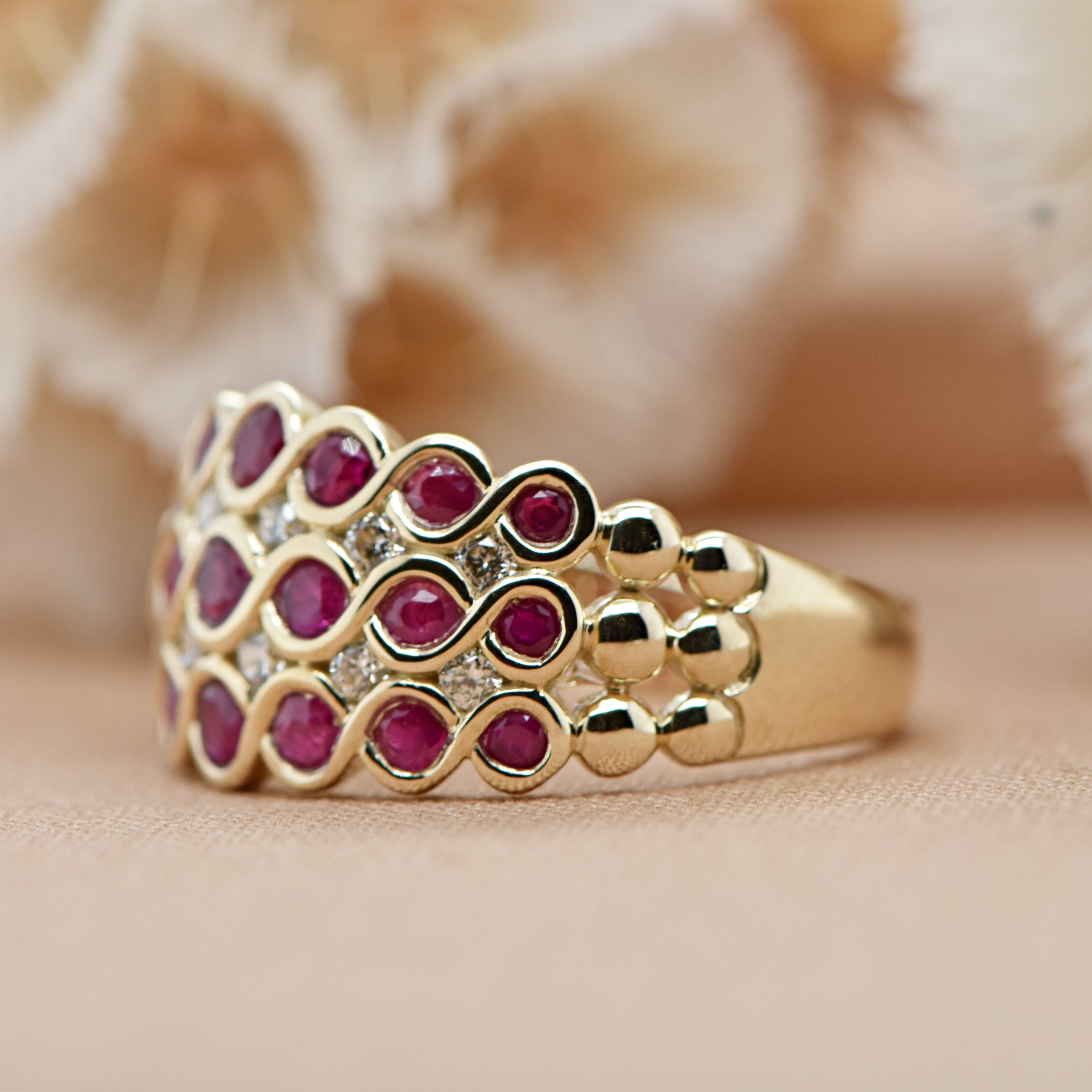 'Eva' Ruby & Diamond Wide Ring
