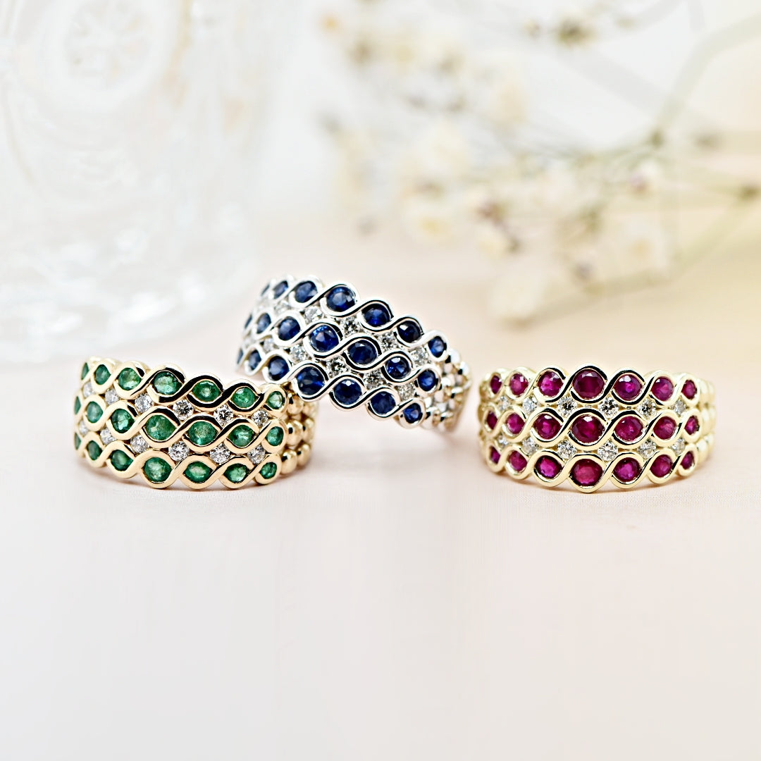 'Eva' Sapphire & Diamond Wide Ring