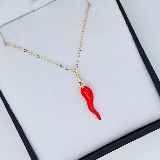 Medium 9ct Red Cornicello - (Chilli Charm)