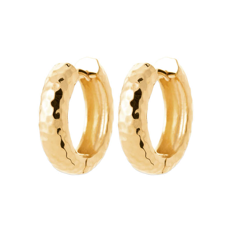 Zoe Austin - 18CT YG PLATED HAMMERED FINISH HOOP EARRINGS