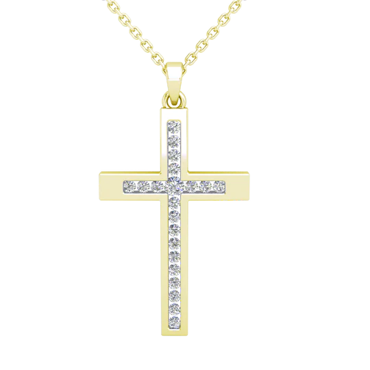 18ct Gold Diamond Set Cross