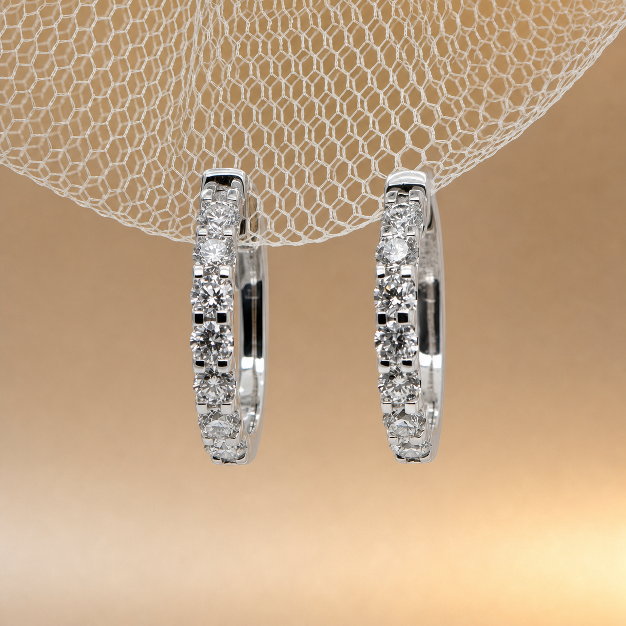 18ct White Gold Diamond Hoops