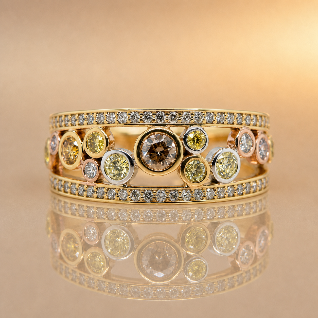 18ct Yellow Gold Natural Fancy Coloured Diamond Ring