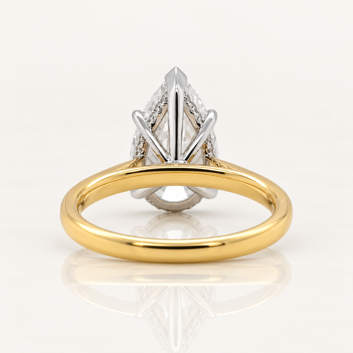 Valentina | 3.39ct Pear Lab Grown Diamond Hidden Halo Engagement Ring | 18ct Yellow and White Gold