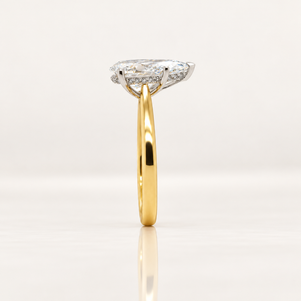 Valentina | 3.39ct Pear Lab Grown Diamond Hidden Halo Engagement Ring | 18ct Yellow and White Gold