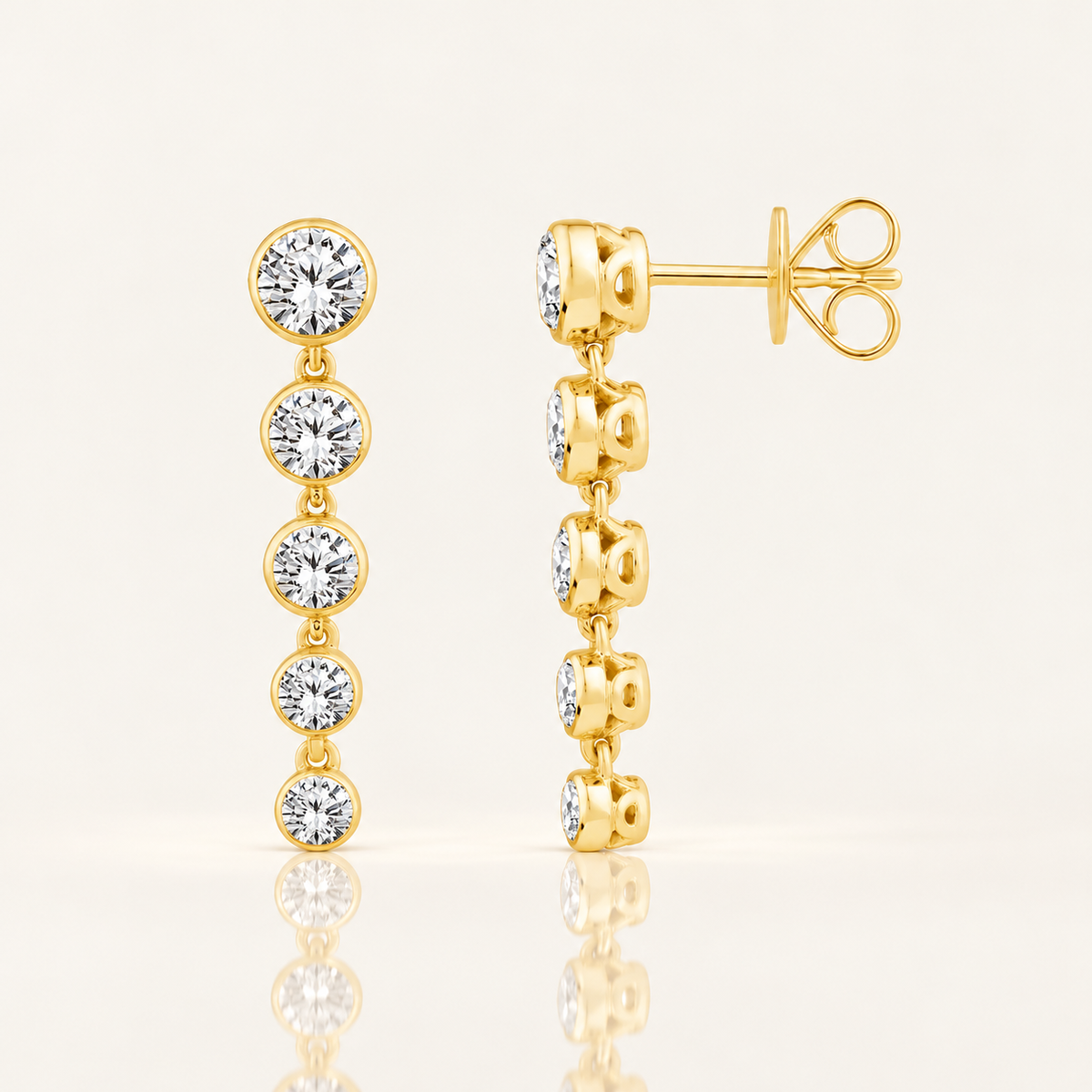 Lab Grown Diamond Graduated Drop Earrings | 1.23ct F/VS | 9ct Yellow Gold
