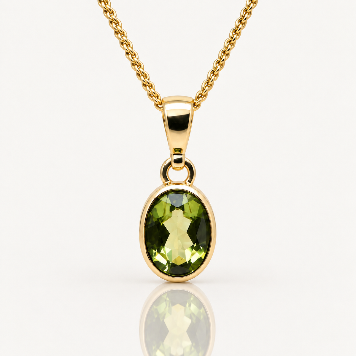 Oval Peridot Pendant | 9ct Yellow Gold