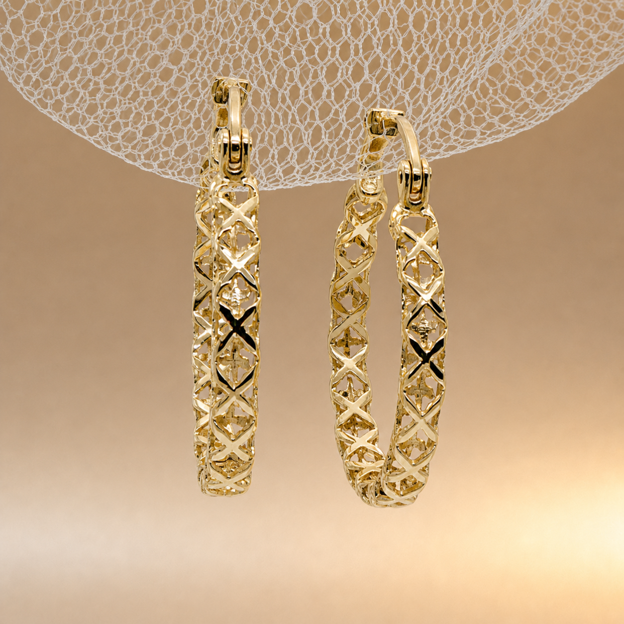 9ct Lattice hoops
