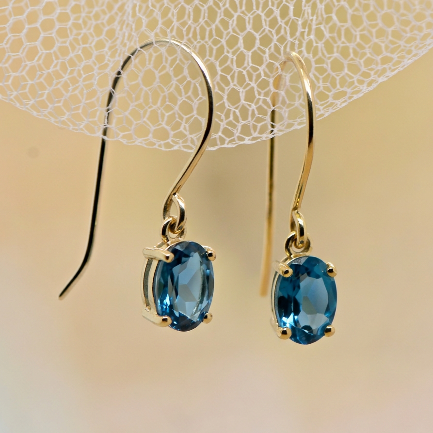 9ct London Blue Topaz Drop Earrings