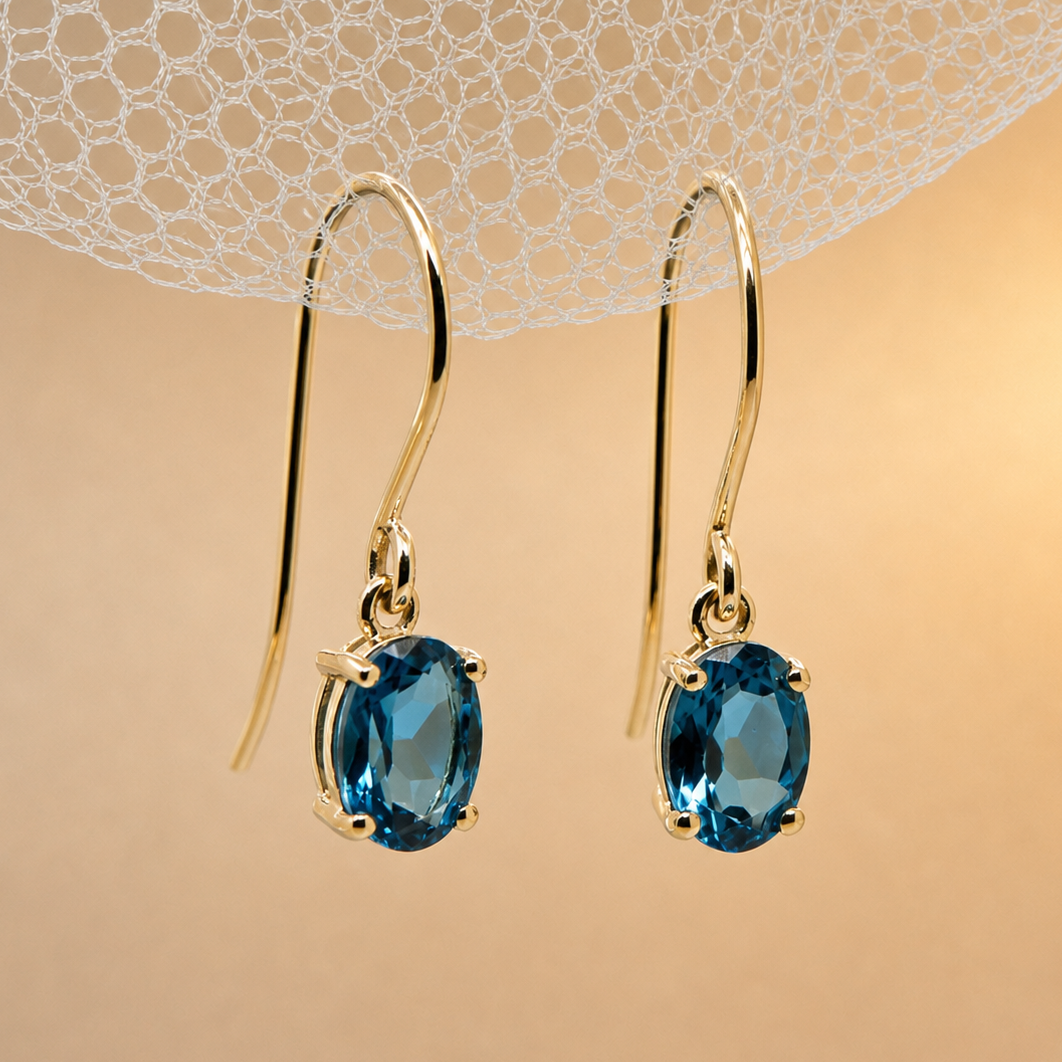 9ct London Blue Topaz Drop Earrings
