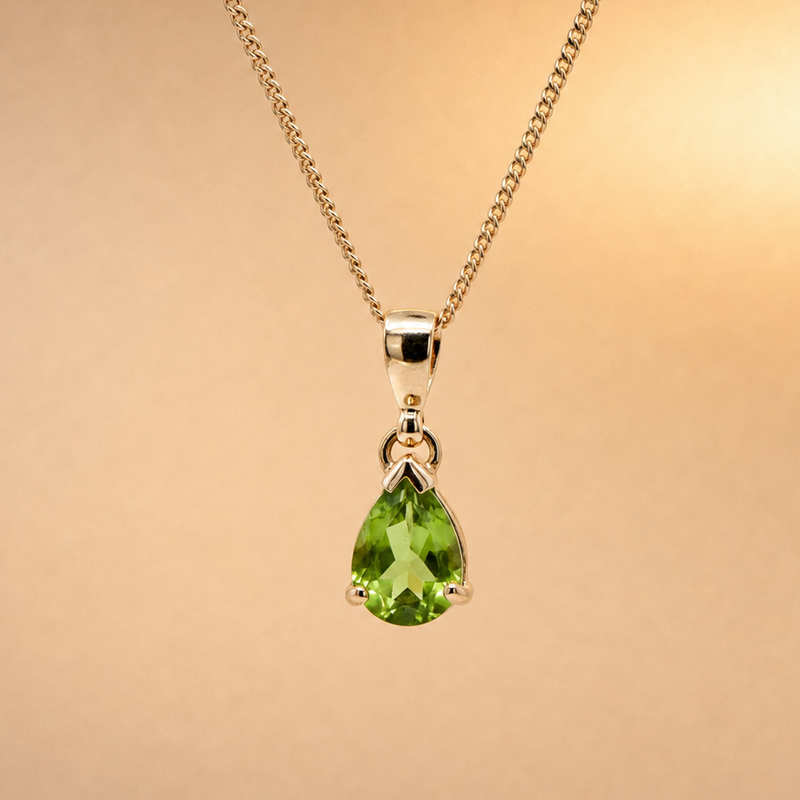 Pear-cut peridot solitaire pendant