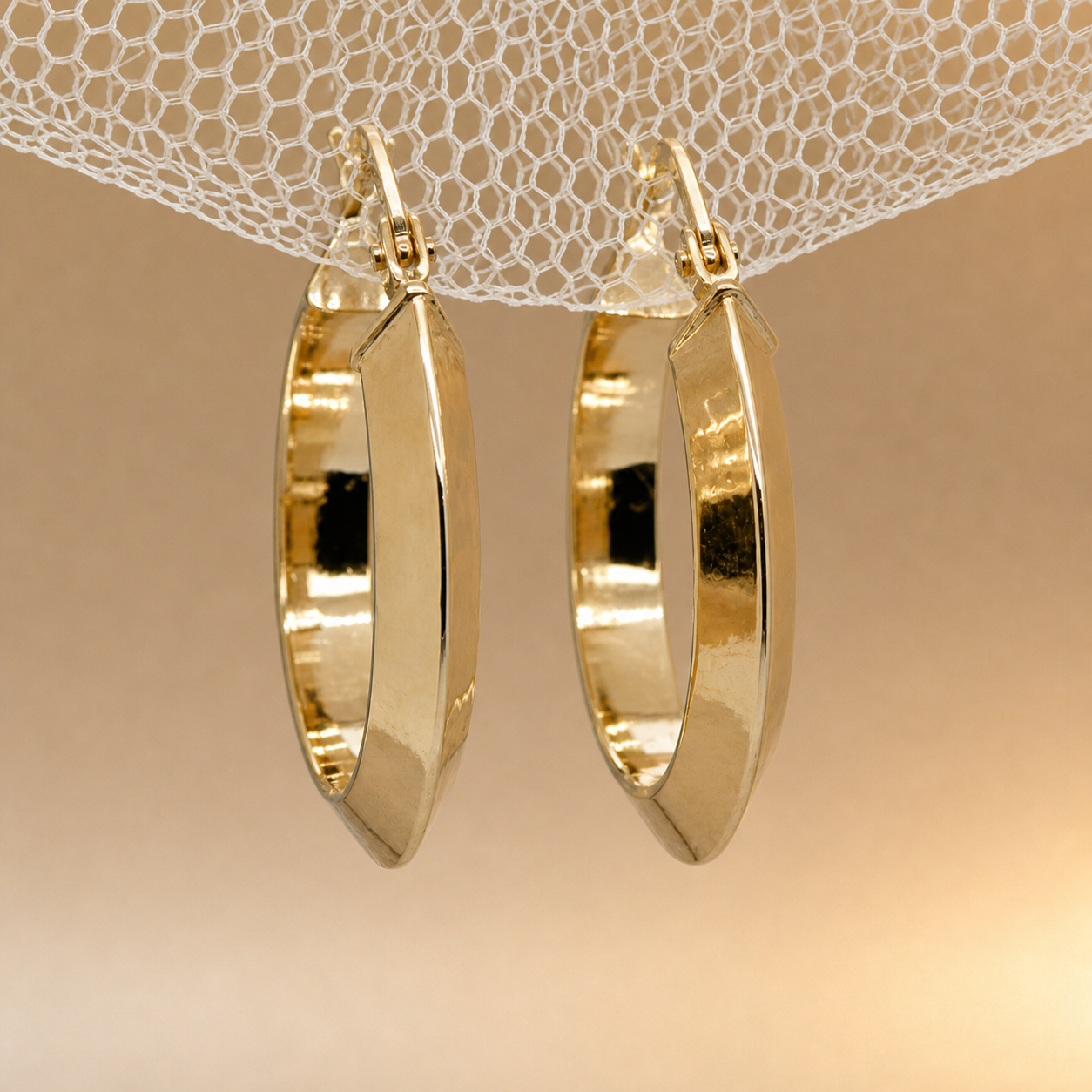 9ct knife edge hoop earrings