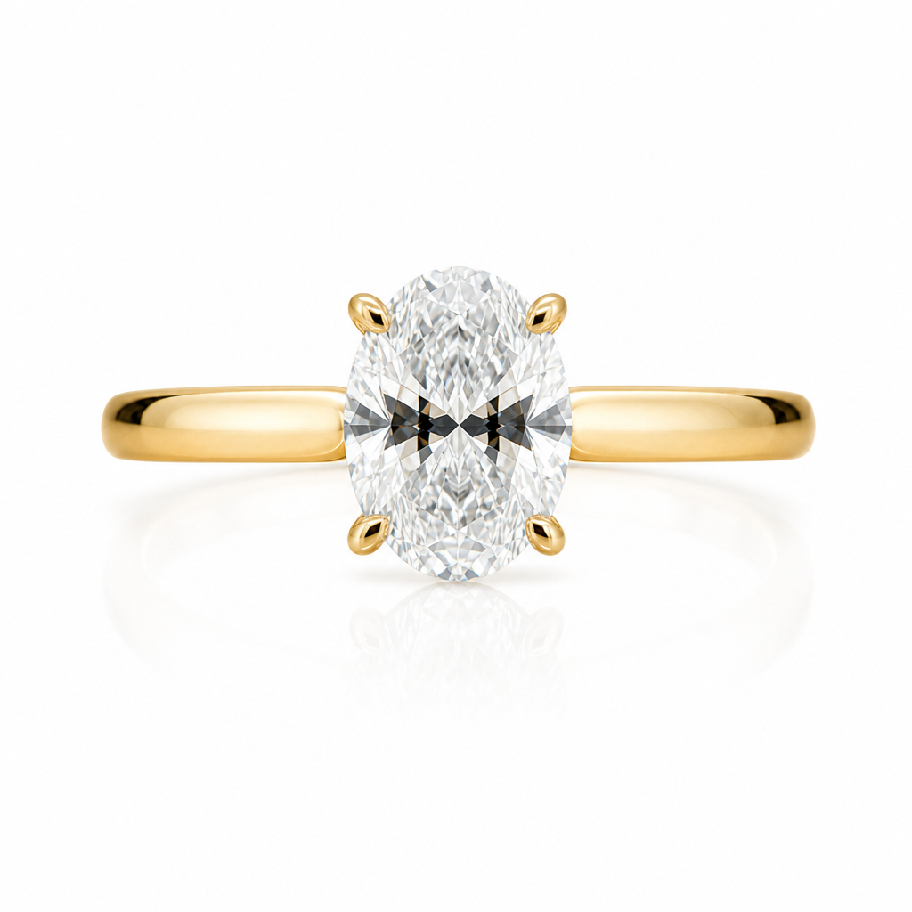 1.07ct Oval Cut Lab Grown Diamond Solitaire Engagement Ring | 9ct Yellow Gold
