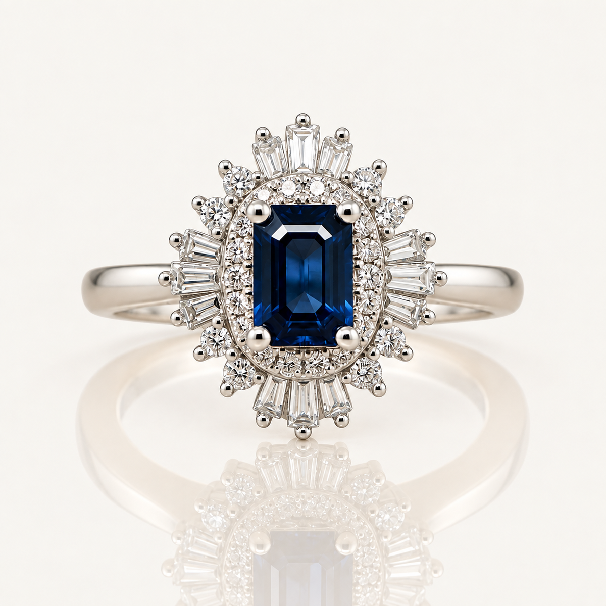 Amara | Sapphire & Diamond Ring | 18ct White Gold