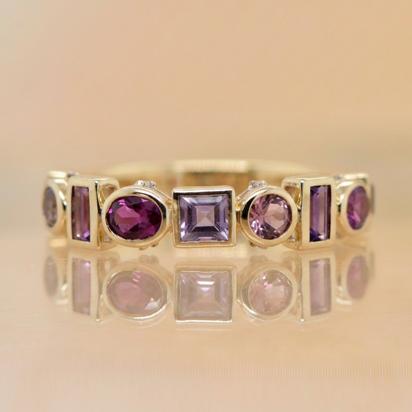 Multi Stone Amethyst Ring