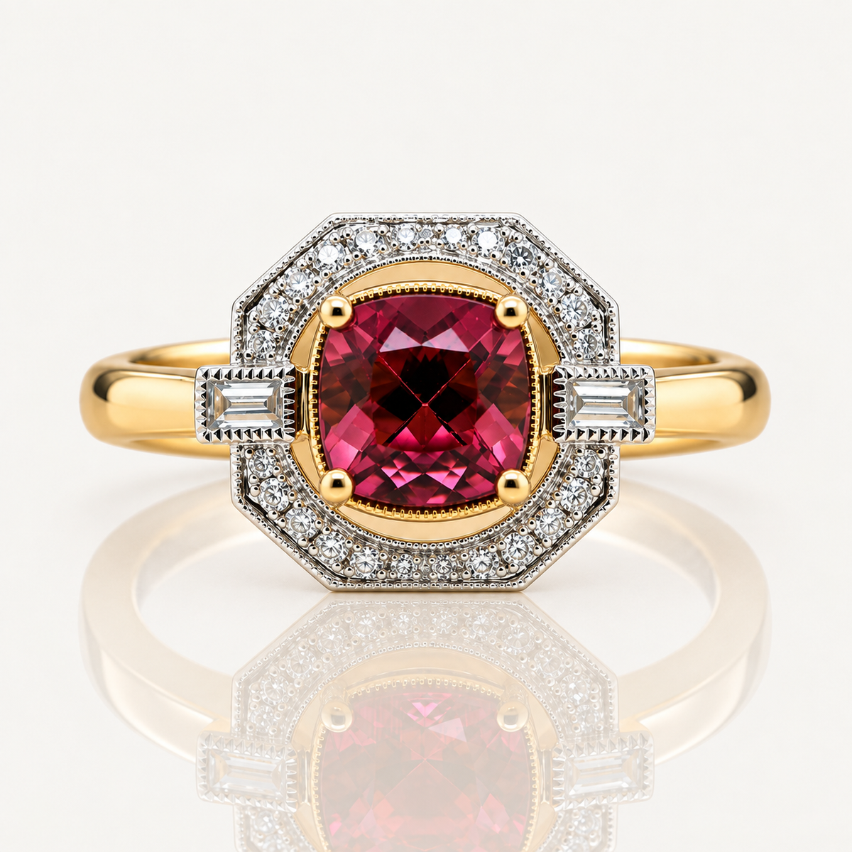Annalise | Rubellite & Diamond Ring | 18ct Yellow & White Gold | Exclusively Paton's Place