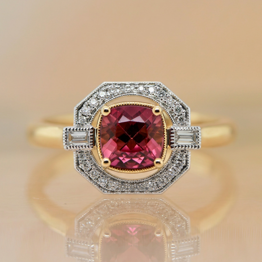 'Annalise' Bespoke Rubelite & Diamond Ring  - Exclusively Paton's Place Jewellers