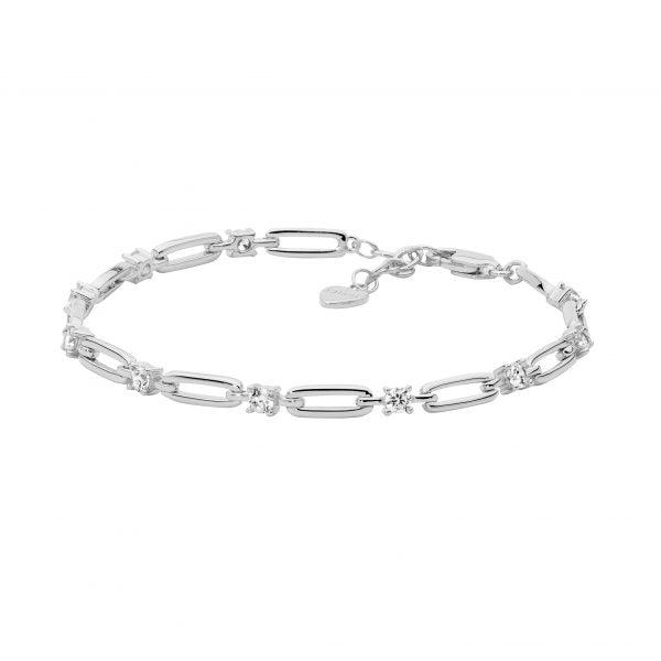 Zoe Austin - Sterling Silver paperclip link & CZ Bracelet