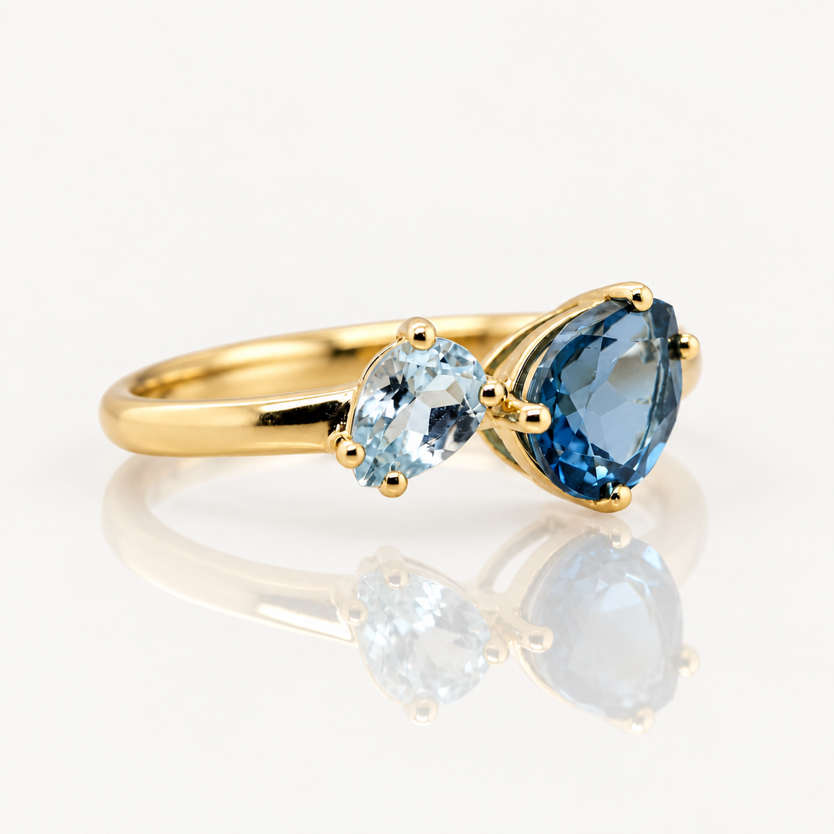 Two-Stone Blue Topaz Toi et Moi Ring | 9ct Yellow Gold