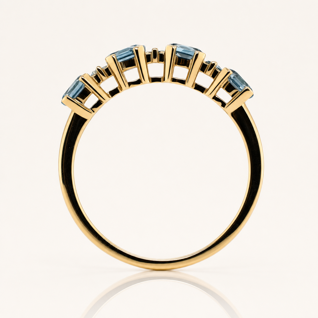 Blue Topaz & Diamond Ring | 9ct Yellow Gold