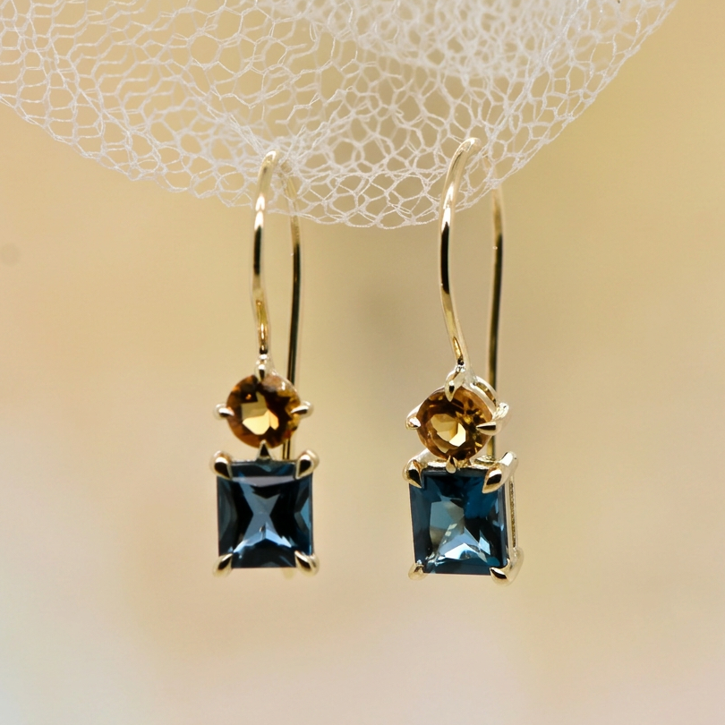 London Blue Topaz & Citrine Earrings
