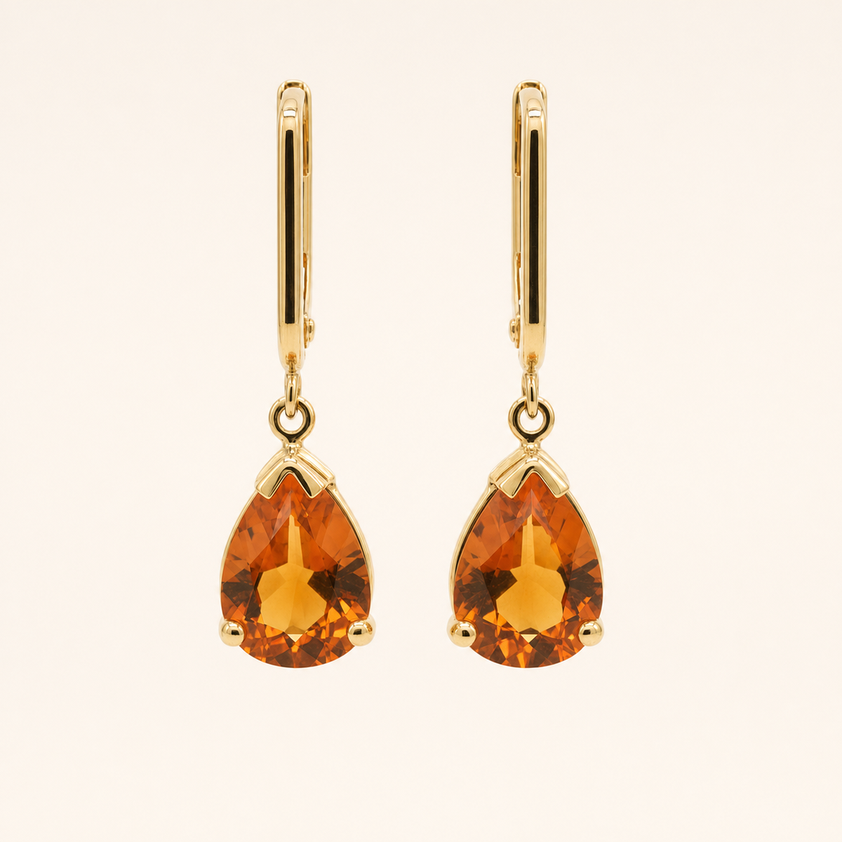 Teardrop Citrine Drop Earrings | 9ct Yellow Gold