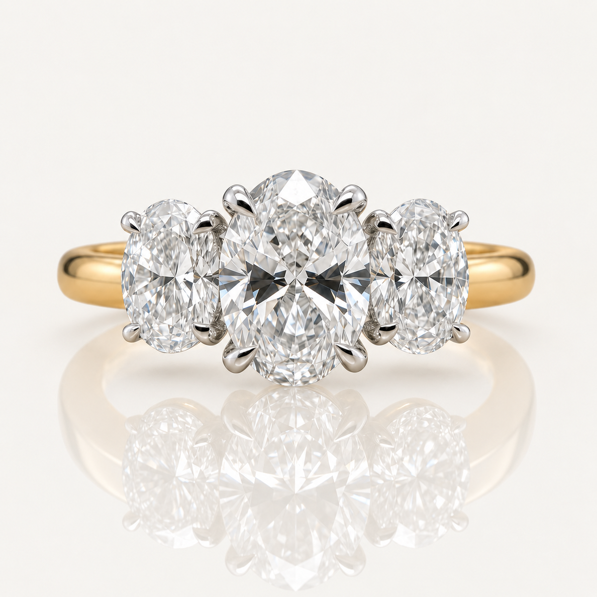 Claire | 1.50ct Oval Lab Grown Diamond Trilogy | 18ct Yellow & White Gold