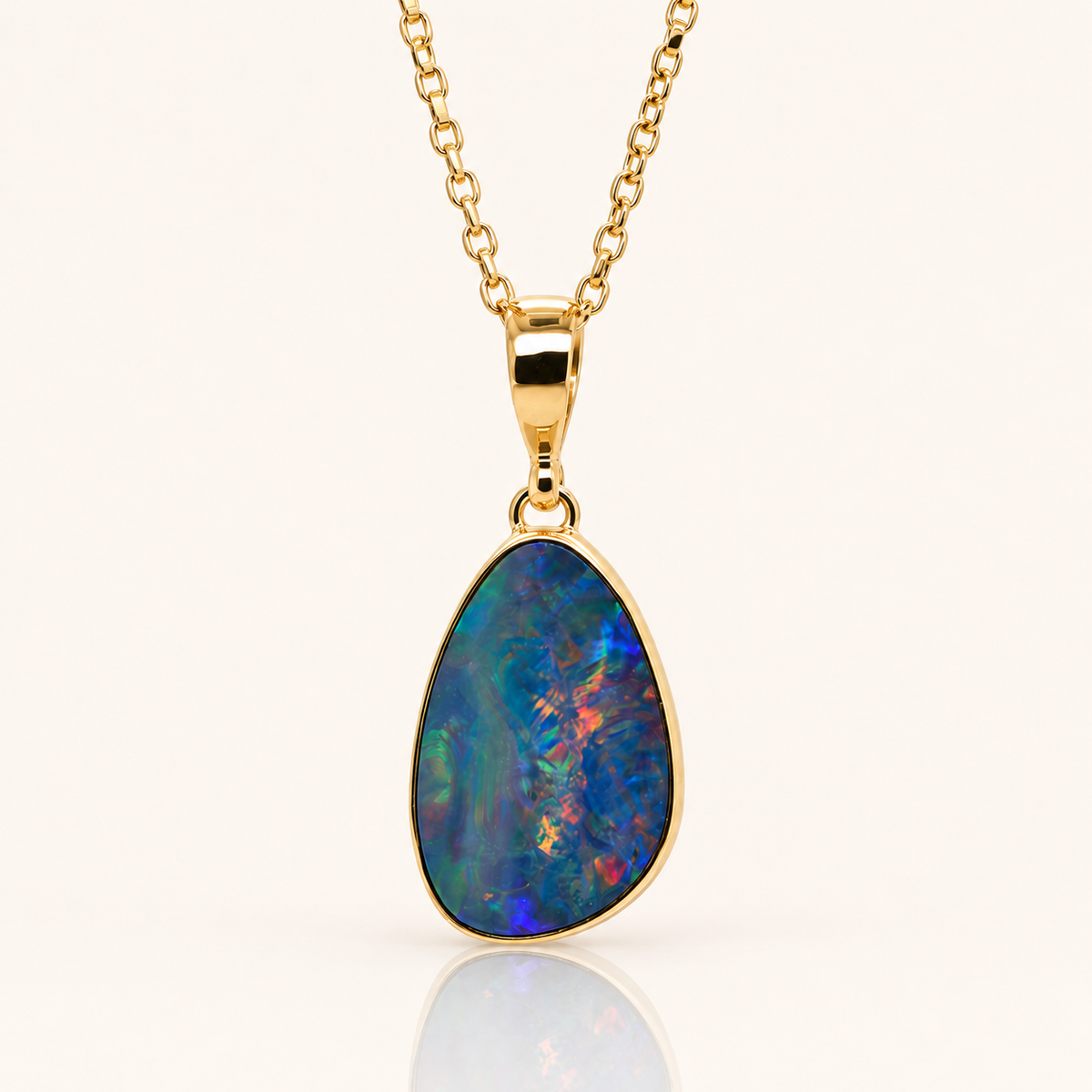 Coober Pedy Opal Doublet Pendant | 9ct Yellow Gold